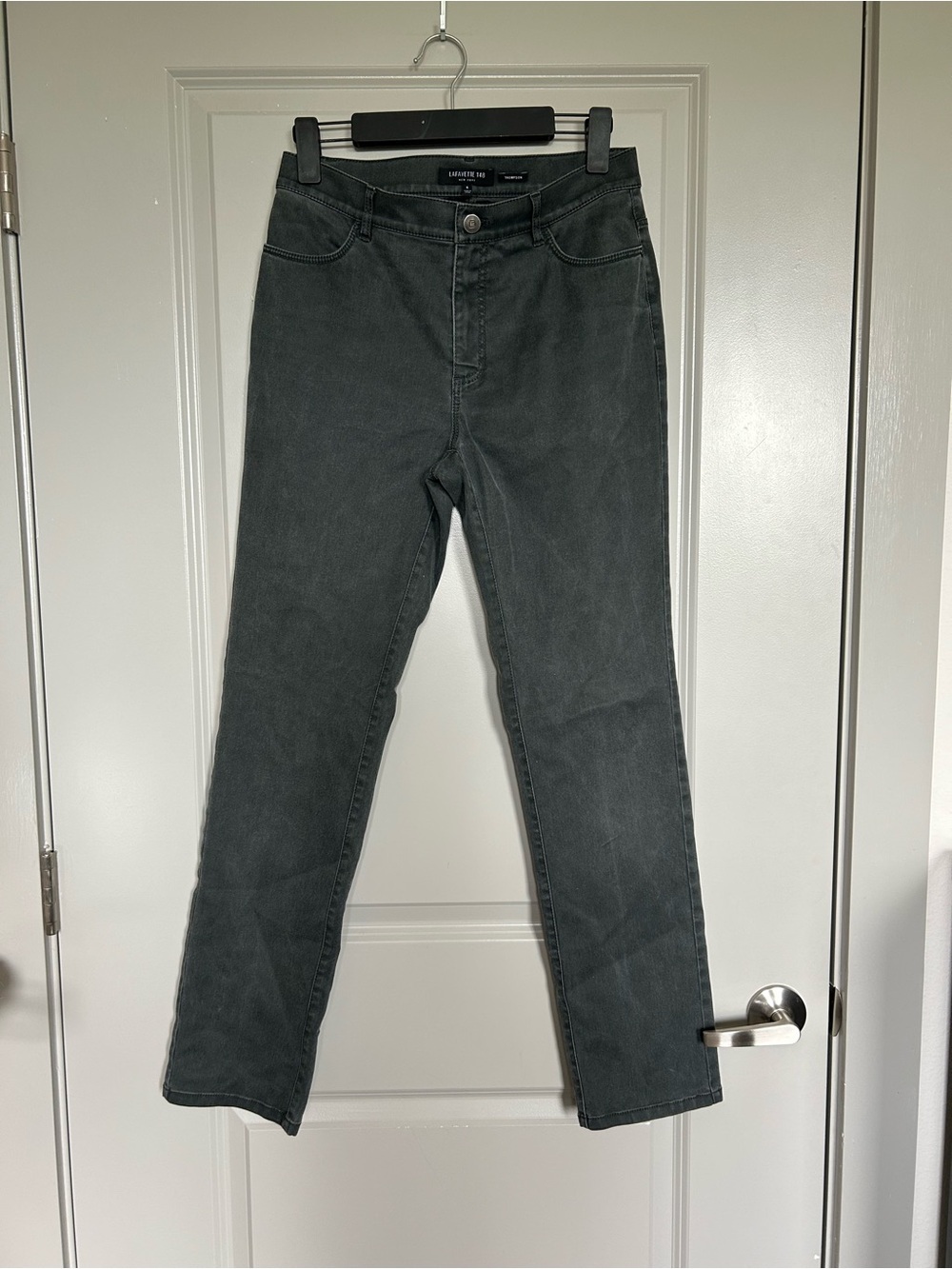 Lafayette 148 New York Thompson Straight Leg Jeans in Charcoal Gray